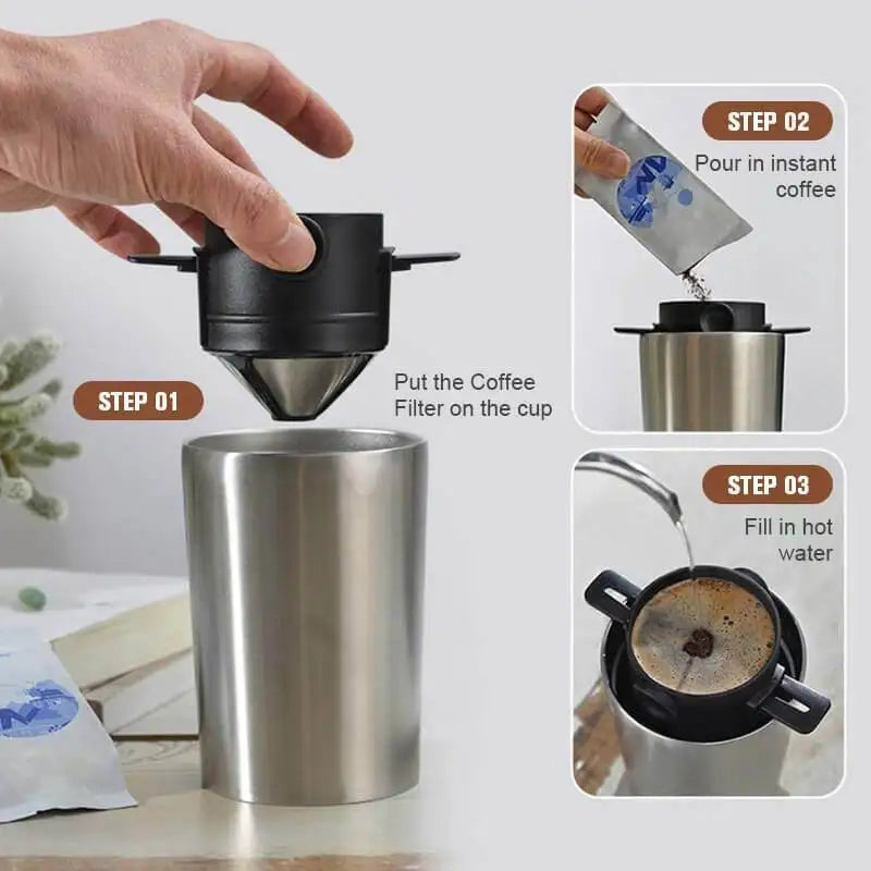 Pour Over Coffee Maker Portable Coffee Dripper Filter Foldable Mini Collapsible Paperless Serve 1-2 Cup Reusable Travel Camping