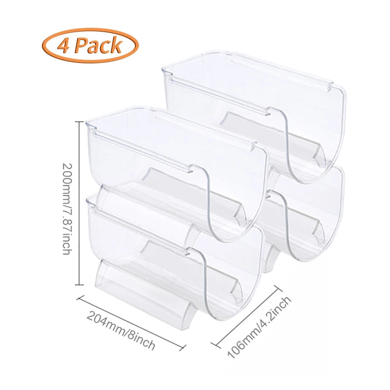 4Pack Refrigerator Organizer Kitchen Bottle Storage Rack Stackable Wine Holder Bottles Display Shelf Fridge Kitchen Organizer