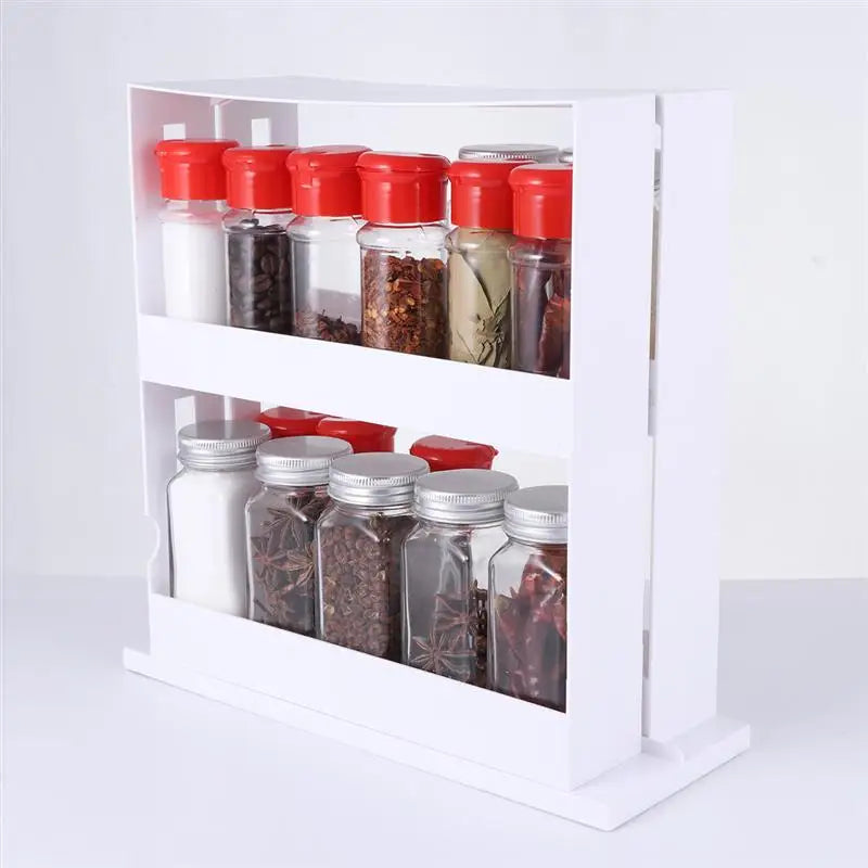 Delicate Spice Rack Double Storage Food Rack Rotating Spice Storage Shelf for Kitchen Bathroom Creative household products