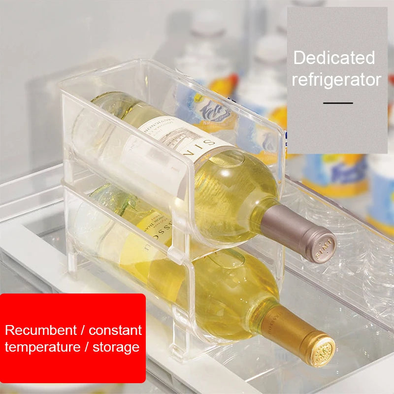 4Pack Refrigerator Organizer Kitchen Bottle Storage Rack Stackable Wine Holder Bottles Display Shelf Fridge Kitchen Organizer