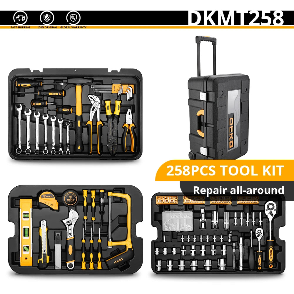 Factory Outlet DEKO Tool Set Hand Tools for Car Repair or Household Repair Set of Tools Instruments Mechanic Tools Socket Set