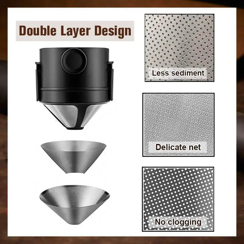 Pour Over Coffee Maker Portable Coffee Dripper Filter Foldable Mini Collapsible Paperless Serve 1-2 Cup Reusable Travel Camping