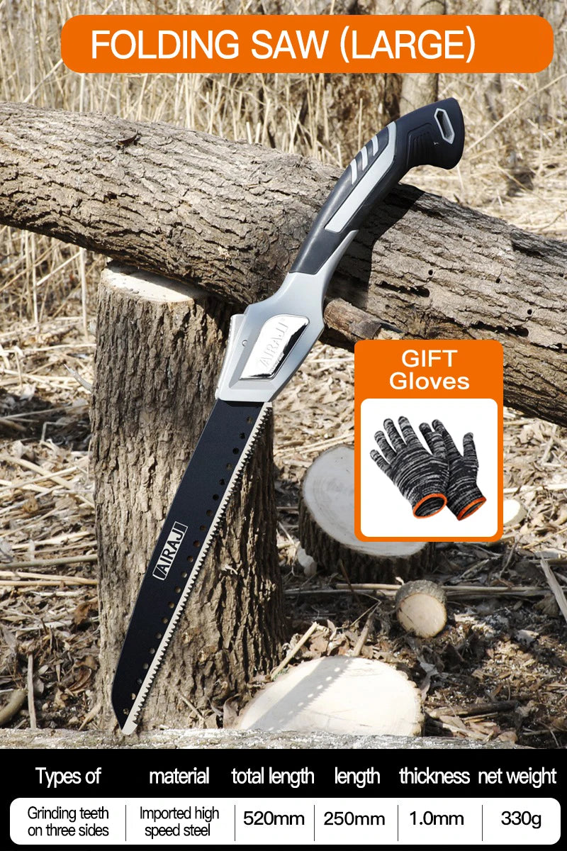 AIRAJ Folding Saw Heavy Duty Extra Long Blade Hand Saw for Wood Camping Dry Wood Pruning Saw With Hard Teeth,Quality SK-5 Steel