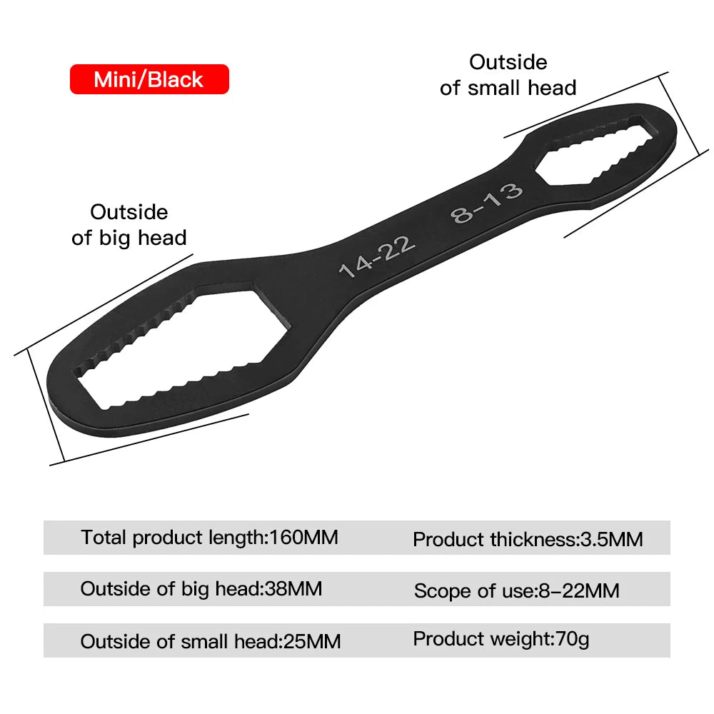 8-22mm Universal Torx Wrench Board Adjustable Double-head Torx Spanner Self-tightening Glasses Wrench Multi-purpose Hand Tools