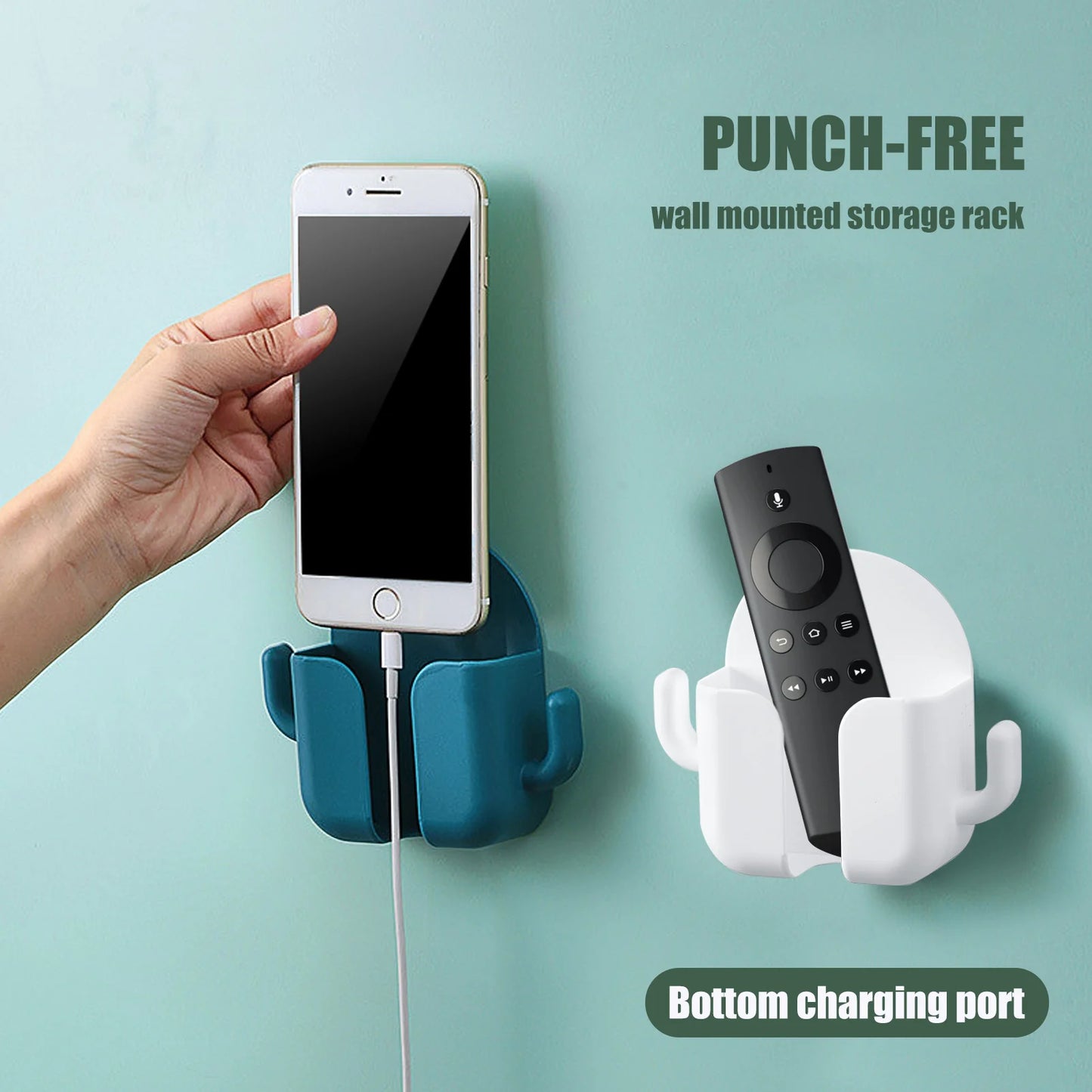 Wall Mount Phone Holder Wall Mount Phone Plug Holder Storage Box Charging Cell Phone Stand Brackets For Bedroom Bathroom Study