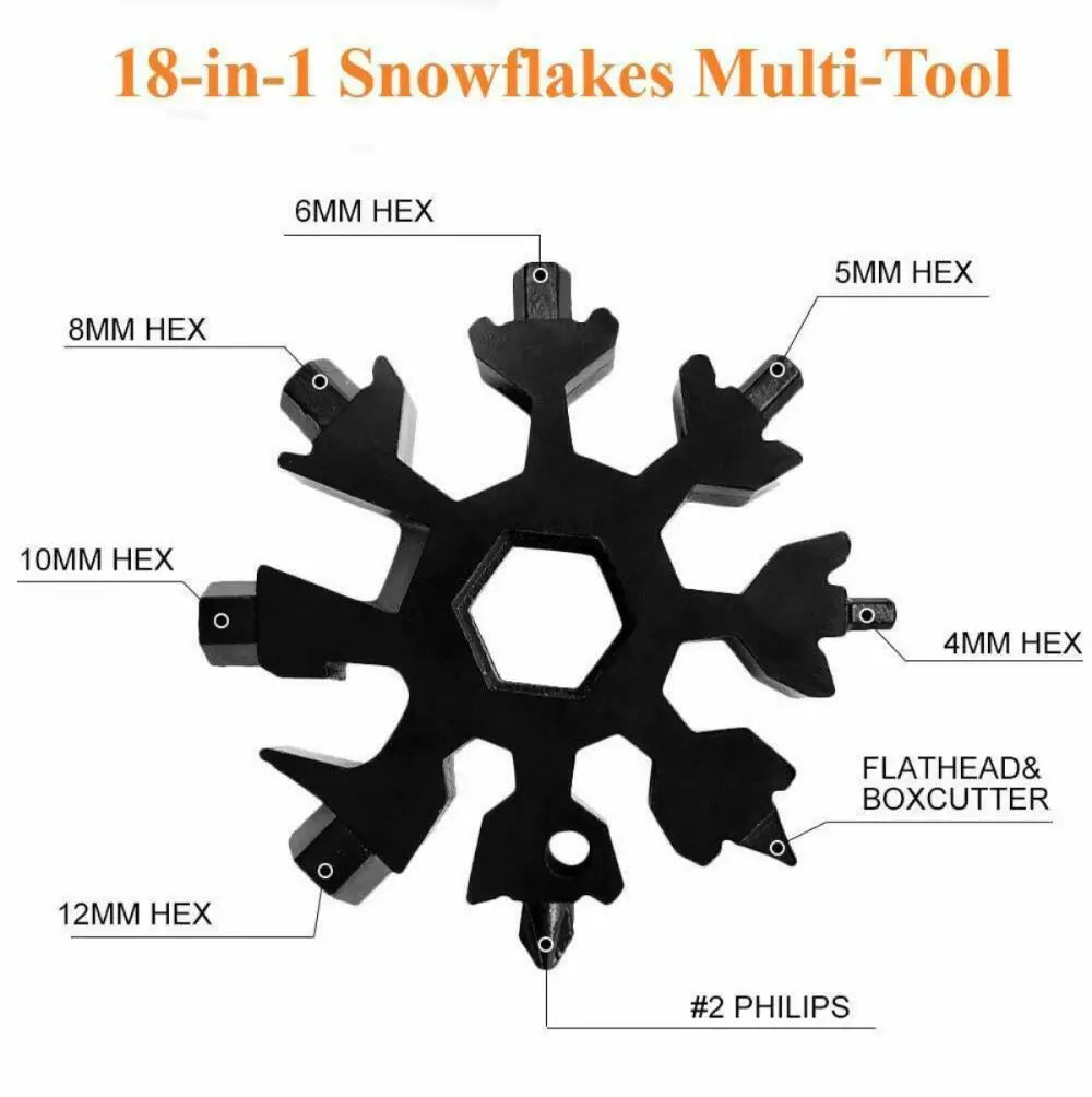 Universal 18-in-1 EDC Snowflake Torque Wrench Portable Multi-tool Stainless Steel Tools Set Multifunction Hand Tools Manual Tool