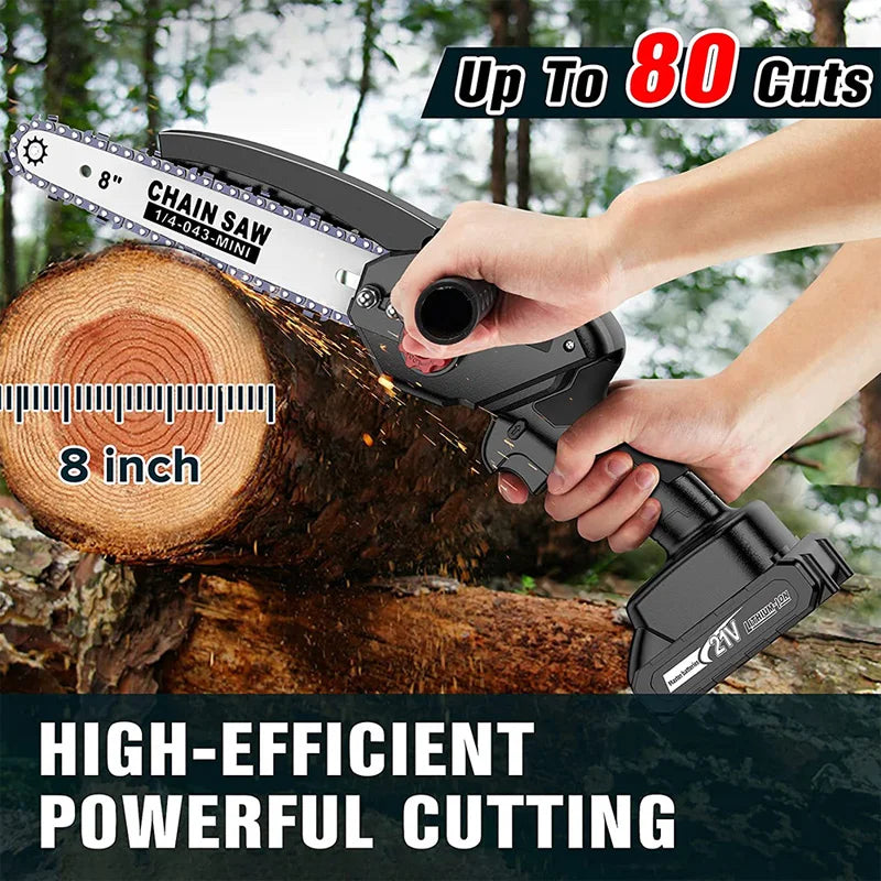 SEESII 8 inch Brushless Chainsaw With Battery 1500W Portable Cordless Electric Chain Saw Garden Branch Tree Pruning Power Tools