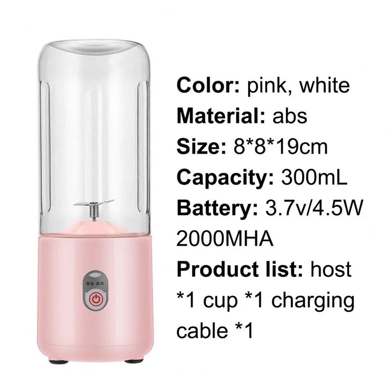 Portable Mixer Mini USB Rechargable Food Processor Electric Juicer Handheld Smoothie Maker Juicer Extractor Kitchen Accessories