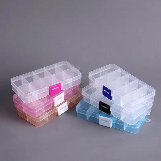 1pc Transparent Small 10 Grid PP Plastic 12.8*6*2.3cm Box Detachable Parts Storage Box Packaging Lure Bait Fishing Box