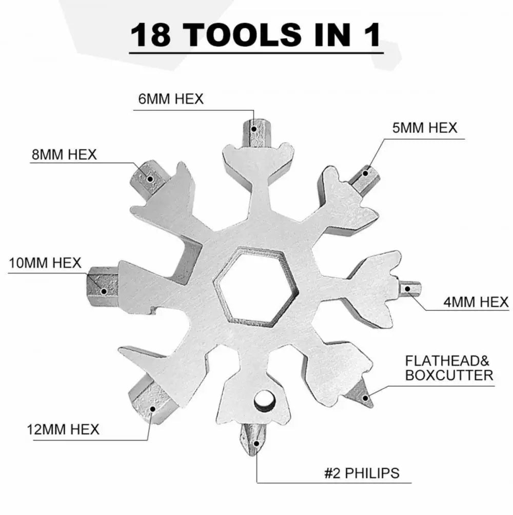 Universal 18-in-1 EDC Snowflake Torque Wrench Portable Multi-tool Stainless Steel Tools Set Multifunction Hand Tools Manual Tool