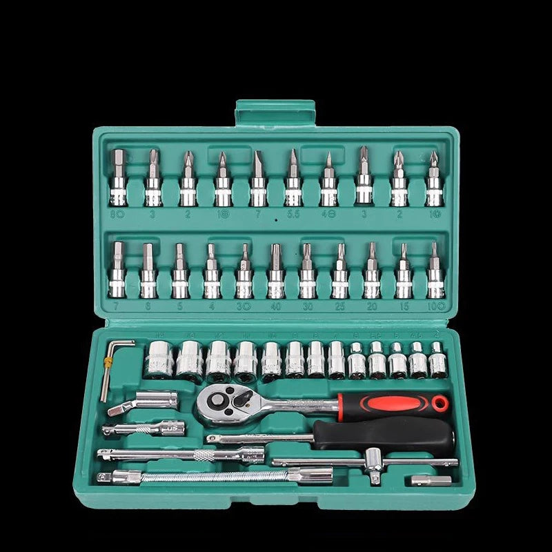 Socket Set With Ratchet Complete Hand Tools Kit 1/4 Car Automotive Repairing Tool Screwdriver Bit Head Sleeves For Wrench