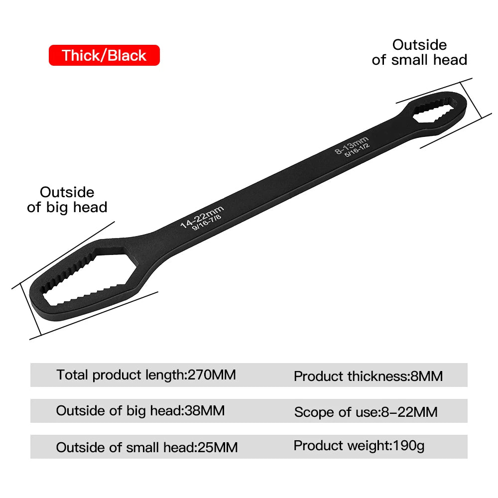 8-22mm Universal Torx Wrench Board Adjustable Double-head Torx Spanner Self-tightening Glasses Wrench Multi-purpose Hand Tools