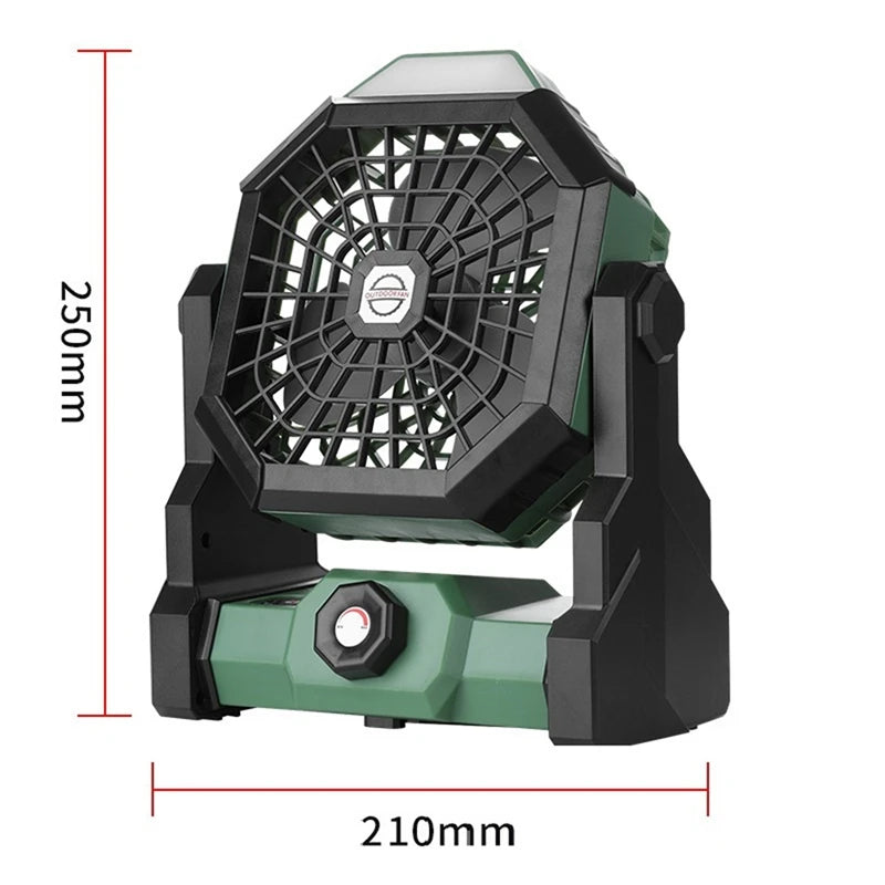 Portable Camping Fan Big Wind Rechargeable Tent Fan With LED Light And Hook For Outdoor Hiking Camping Travel