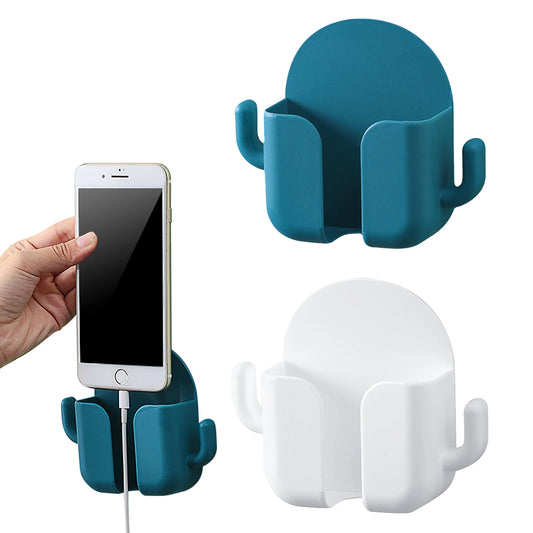 Wall Mount Phone Holder Wall Mount Phone Plug Holder Storage Box Charging Cell Phone Stand Brackets For Bedroom Bathroom Study