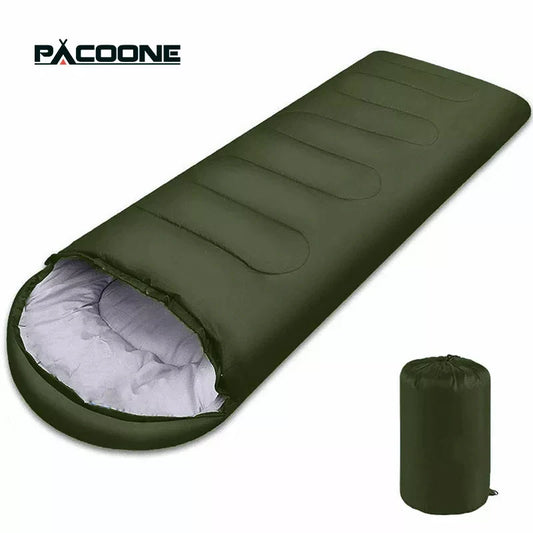 Stay Warm & Cozy Anywhere with PACOONE Sleeping Bag - 4 Season Lightweight Envelope Design for Outdoor Adventures!